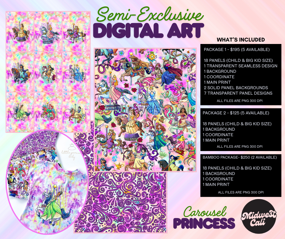 CAROUSEL PRINCESS PACKAGE 2 - DIGITAL ART DOWNLOAD