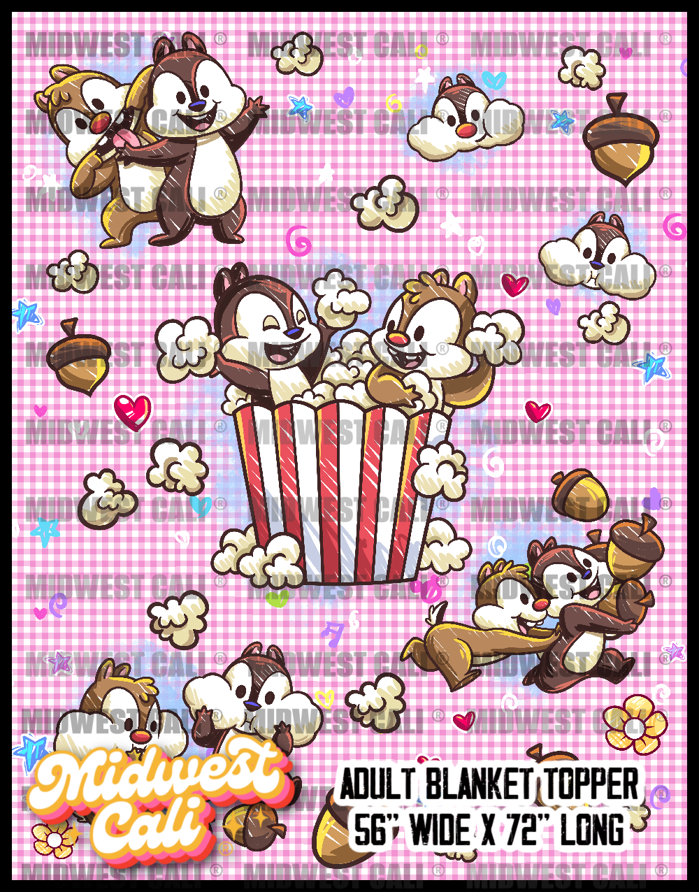 Chipmunk Friends PINK Blanket Topper or Pack - Custom Order