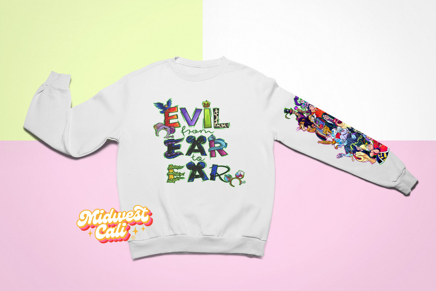 Evil Ear to Ear White - Midwest Cali Original Premium Fleece Sweatshirt MADE TO ORDER
