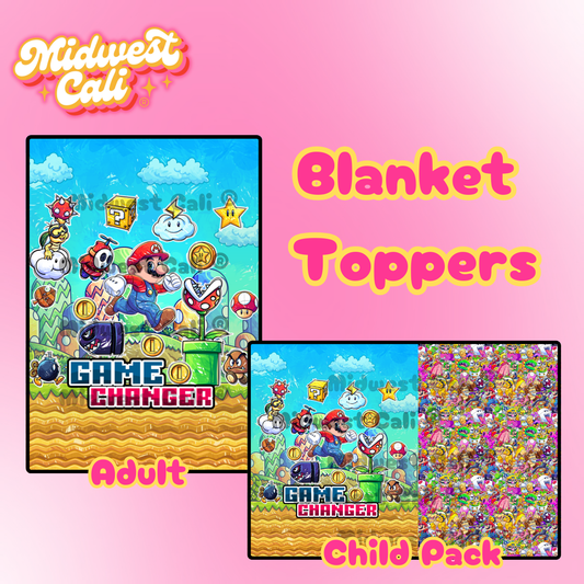 Mario Montage Game Changer Blanket Topper or Pack  - Custom Order