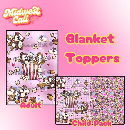 Chipmunk Friends PINK Blanket Topper or Pack  - Custom Order