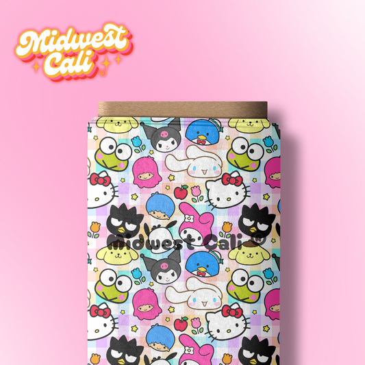 Kawaii Friends Faces Plaid  - Custom Order