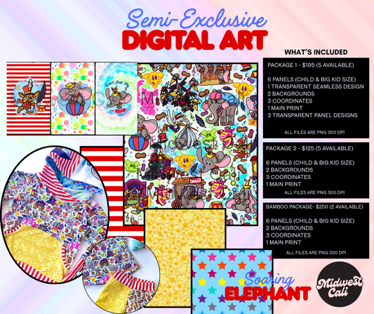 SOARING ELEPHANT BAMBOO PACKAGE - DIGITAL ART DOWNLOAD