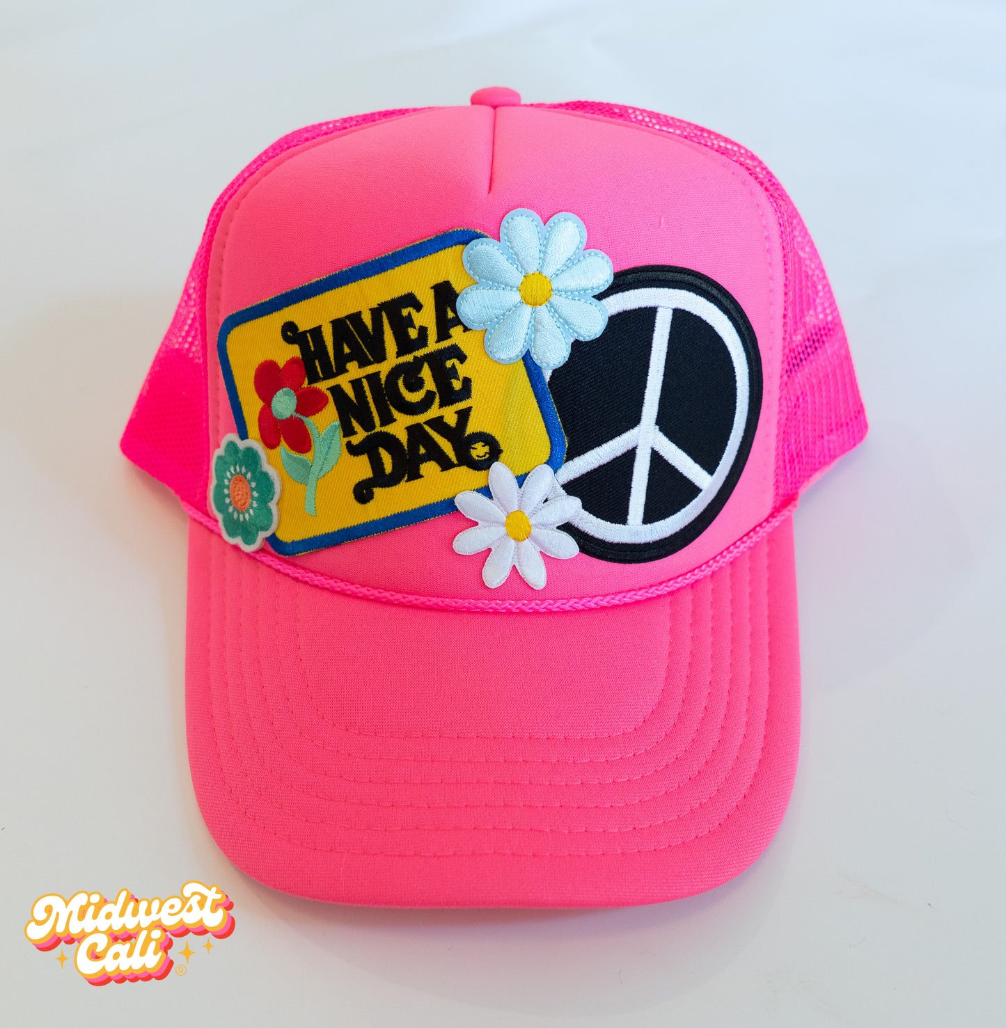 Have a Nice Day Neon Pink Midwest Cali Trucker Hat