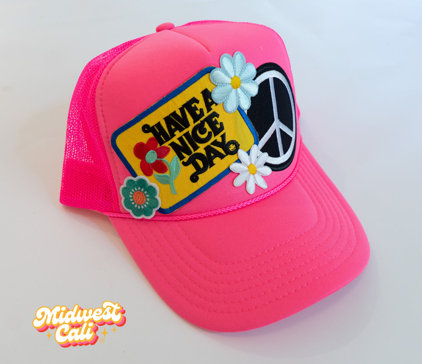 Have a Nice Day Neon Pink Midwest Cali Trucker Hat