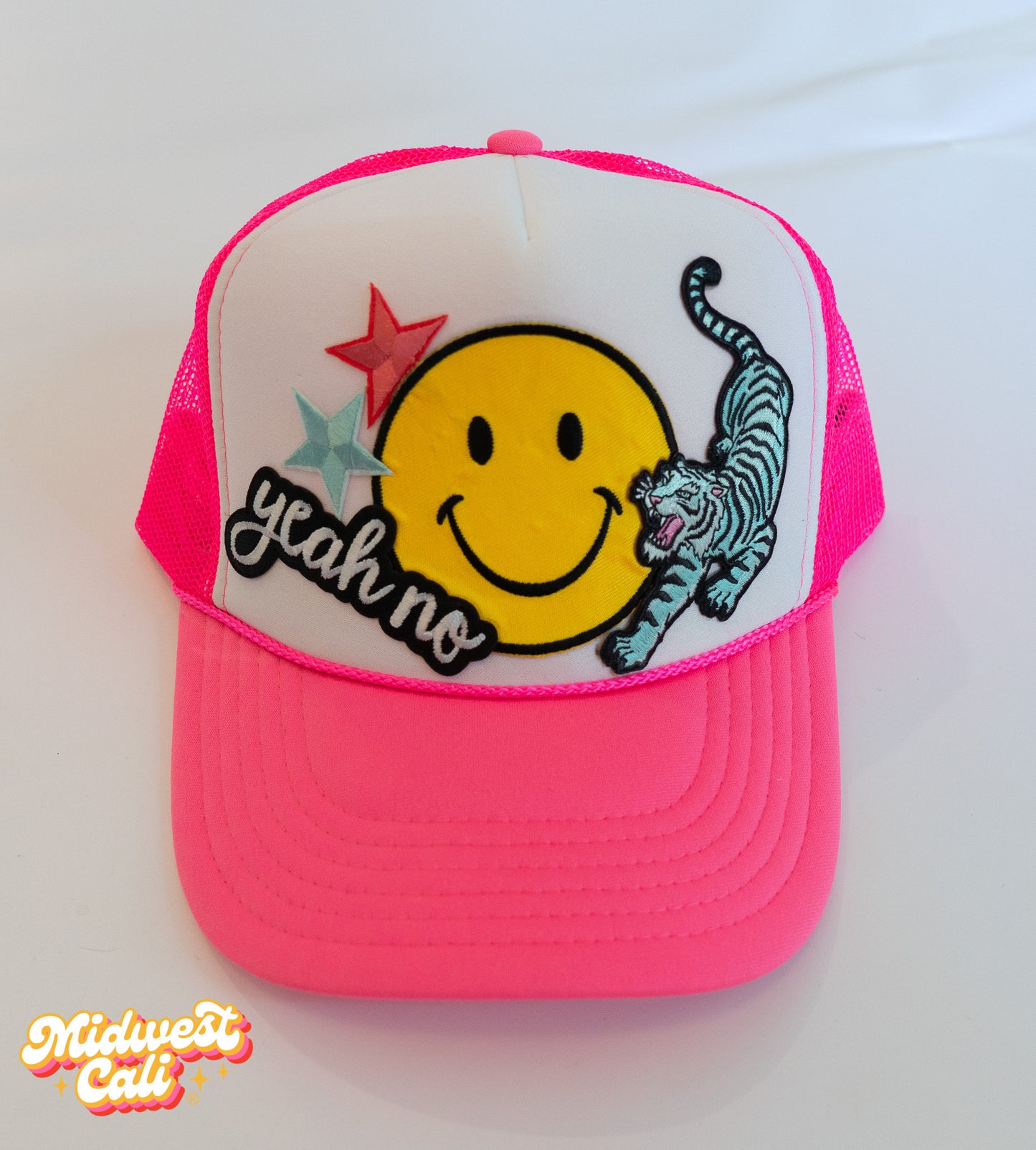 Yeah No Neon Pink Midwest Cali Trucker Hat