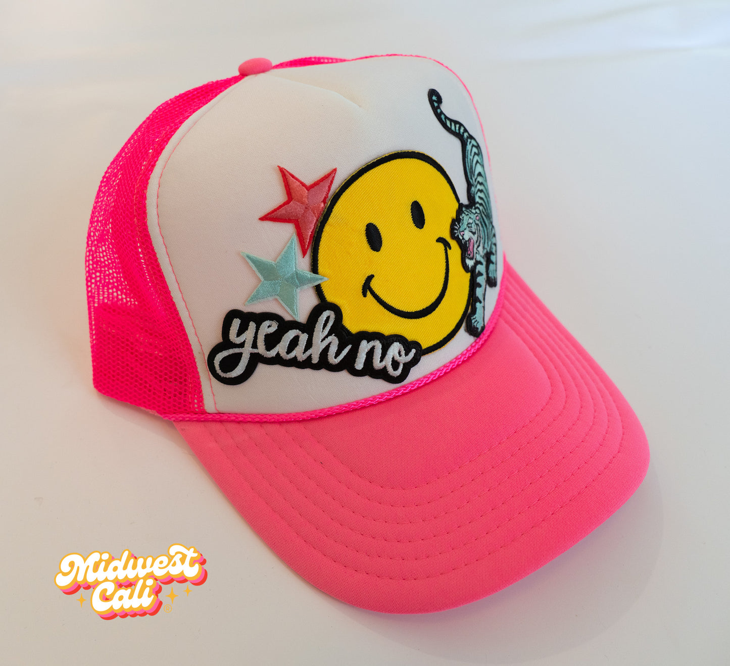 Yeah No Neon Pink Midwest Cali Trucker Hat