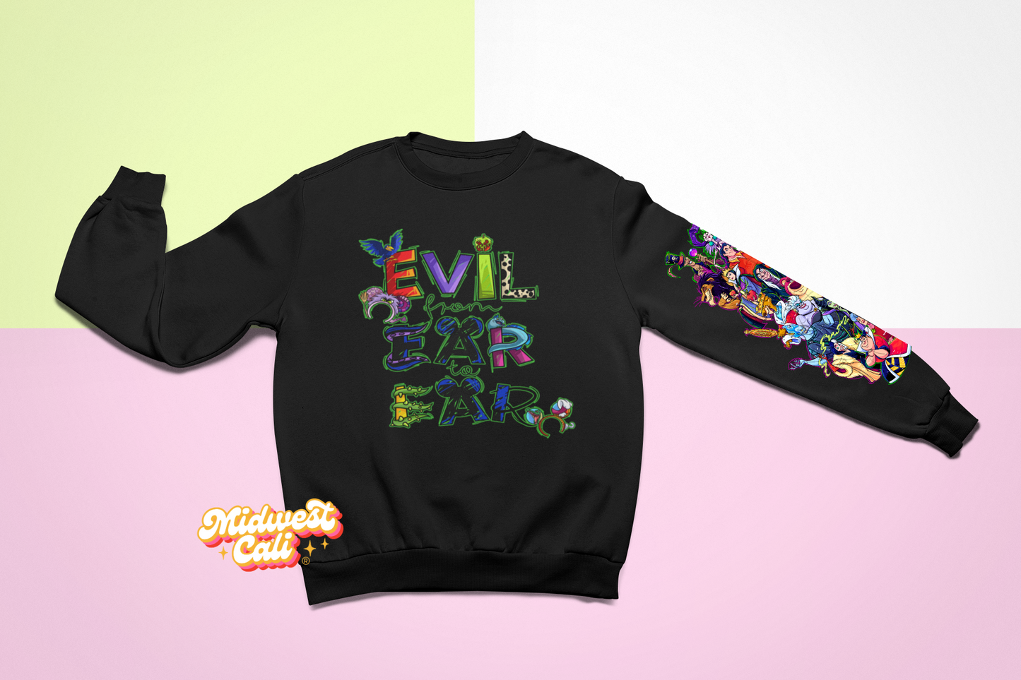 Evil Ear to Ear Black - Midwest Cali Original Premium Fleece Sweatshirt MADE TO ORDER