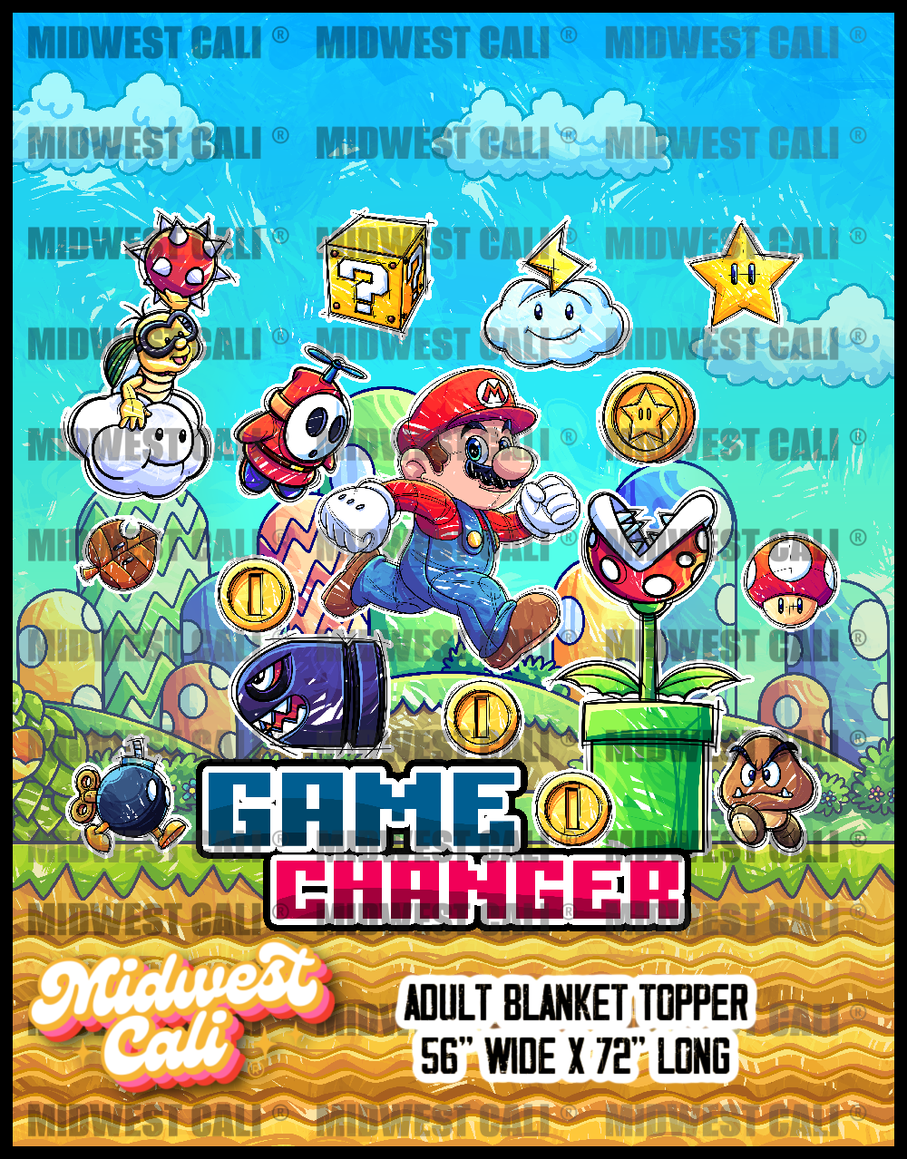 Mario Montage Game Changer Blanket Topper or Pack  - Custom Order