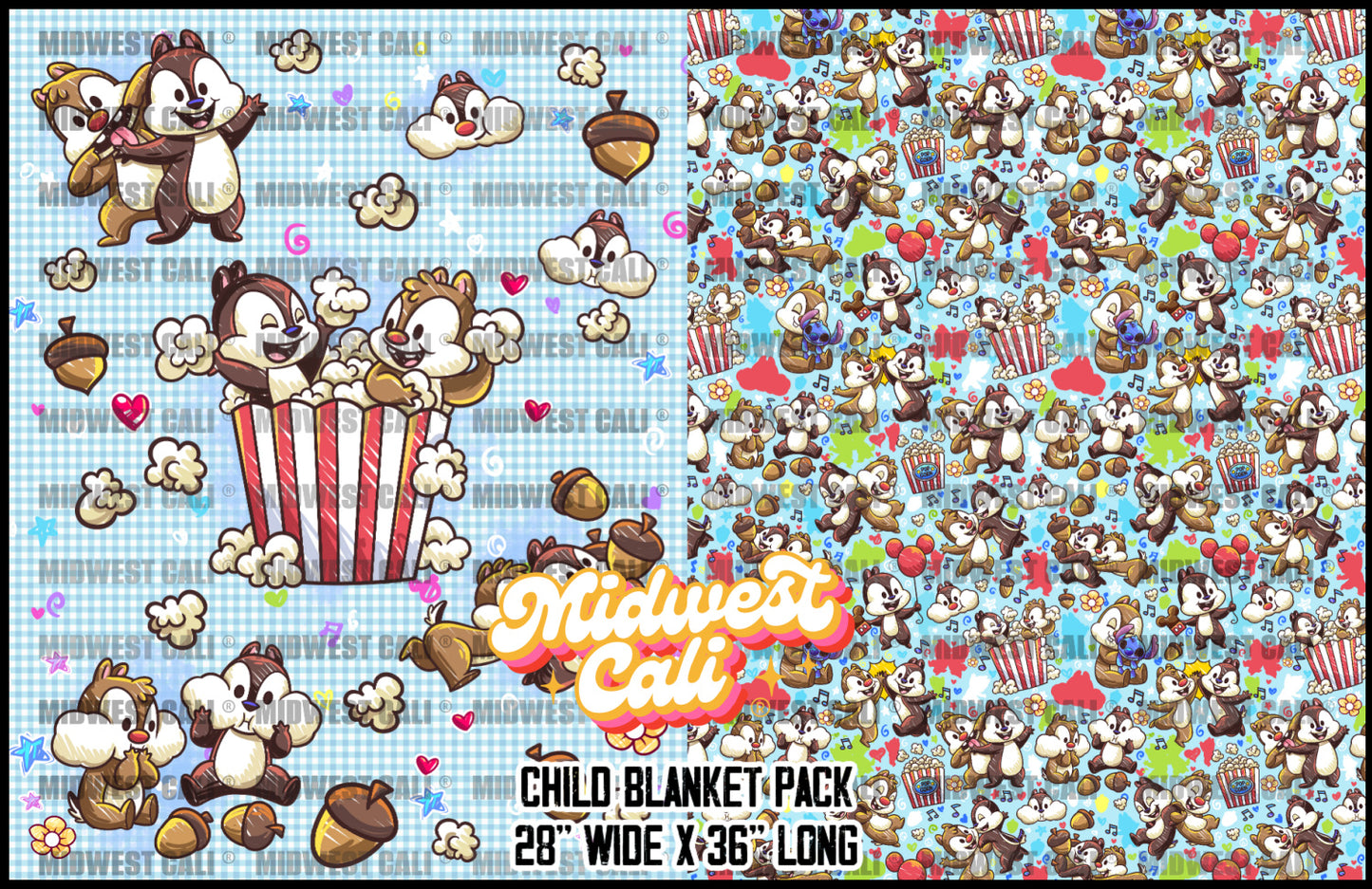 Chipmunk Friends BLUE Blanket Topper or Pack  - Custom Order